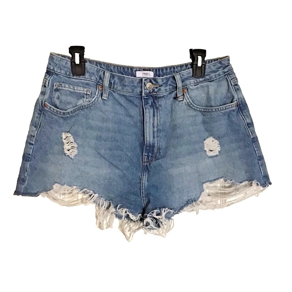 Forever 21 Size 30 Distressed Cutoff Retro High Rise Denim Shorts Festival